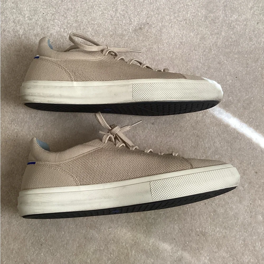 Rothys Sneakers sz 10 Mens RS02 Wheat Beige Tan Lace Up Breathable Beach Neutral - Picture 3 of 6